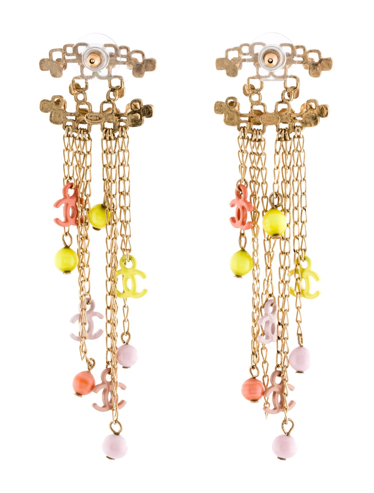 Chanel Enamel CC Tassel Earrings